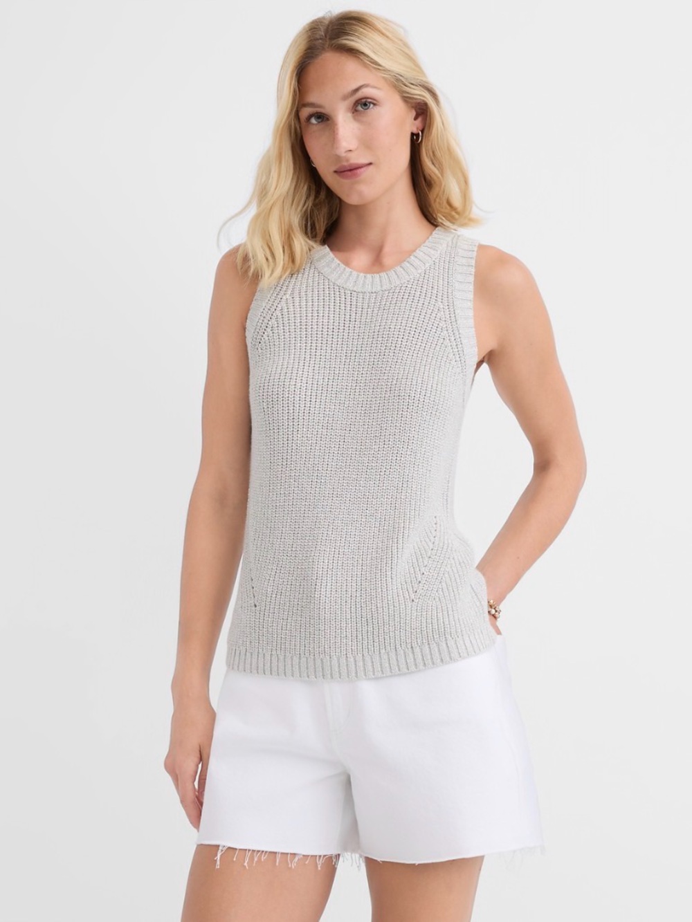 LOFT silver shimmer Knit Tank
